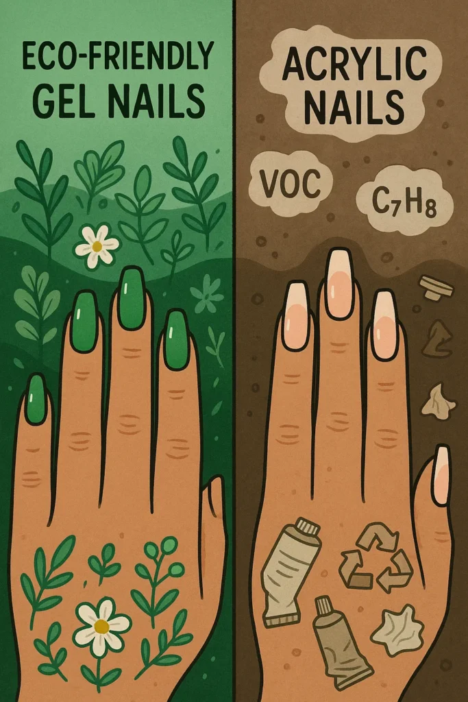 Gel vs. Acrylic Nails comparison showing key differences