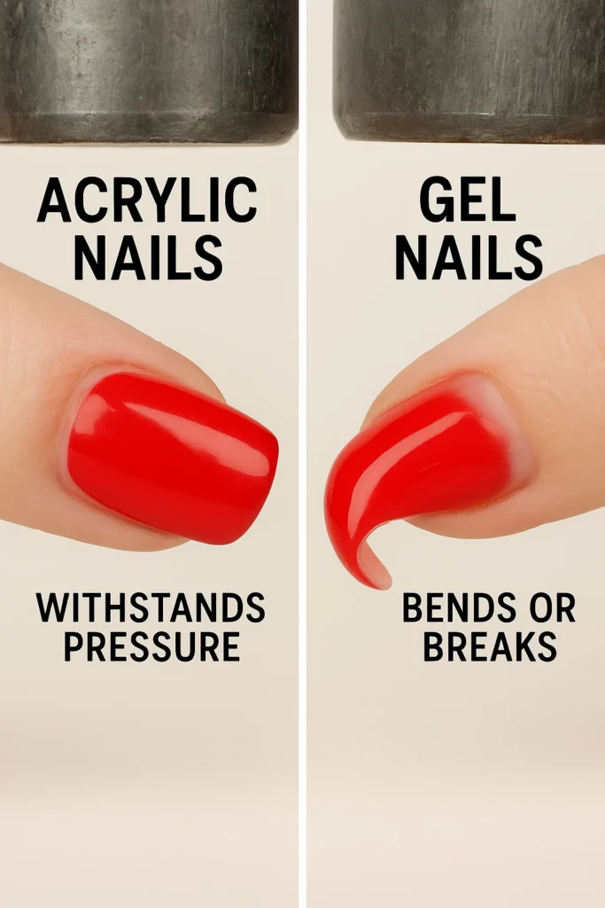 Gel vs. Acrylic Nails comparison showing key differences
