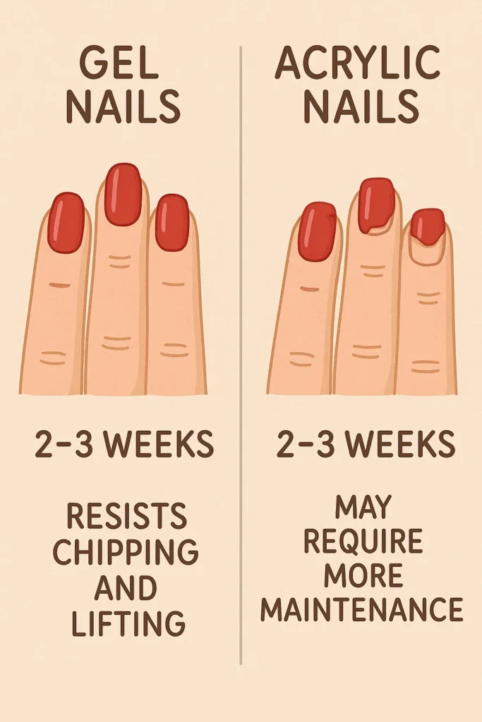 Gel vs. Acrylic Nails comparison showing key differences