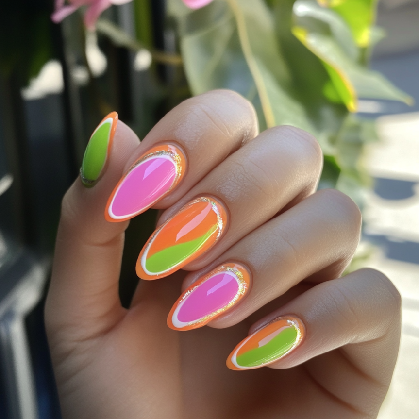 French nails 2025 showing almond nails and French tip nails with trendy summer nail ideas.