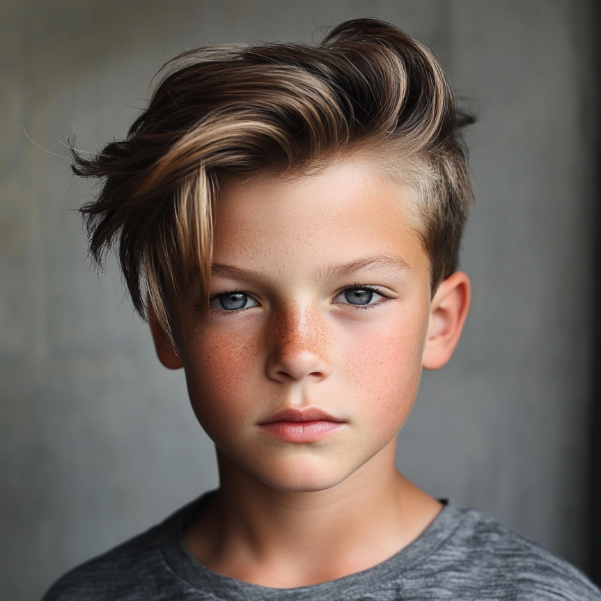 Classic textured side part haircut for boys showcasing a stylish and neat look.