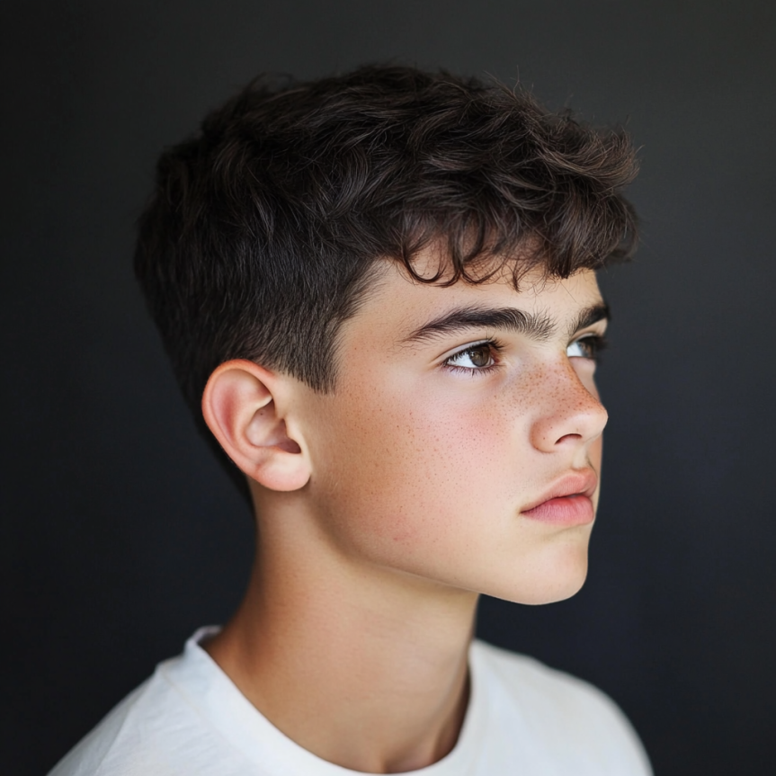 Classic textured side part haircut for boys showcasing a stylish and neat look.