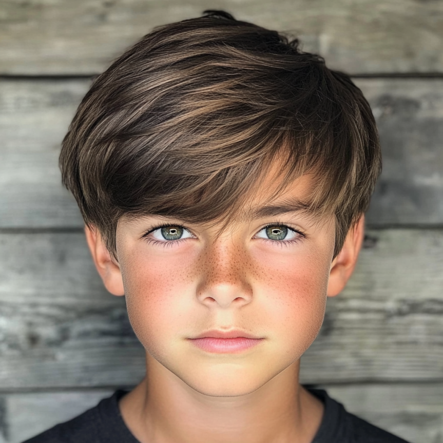 Classic textured side part haircut for boys showcasing a stylish and neat look.