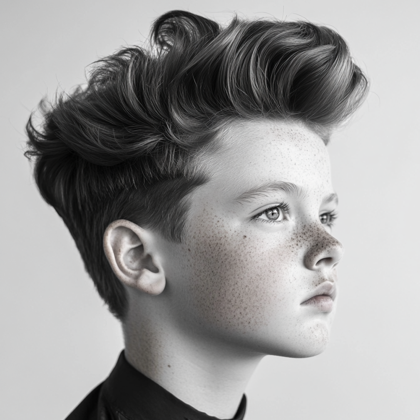 Classic textured side part haircut for boys showcasing a stylish and neat look.