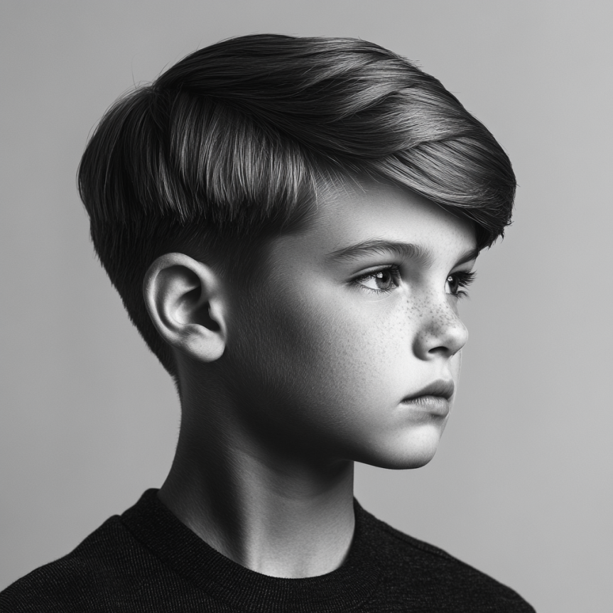 Classic textured side part haircut for boys showcasing a stylish and neat look.