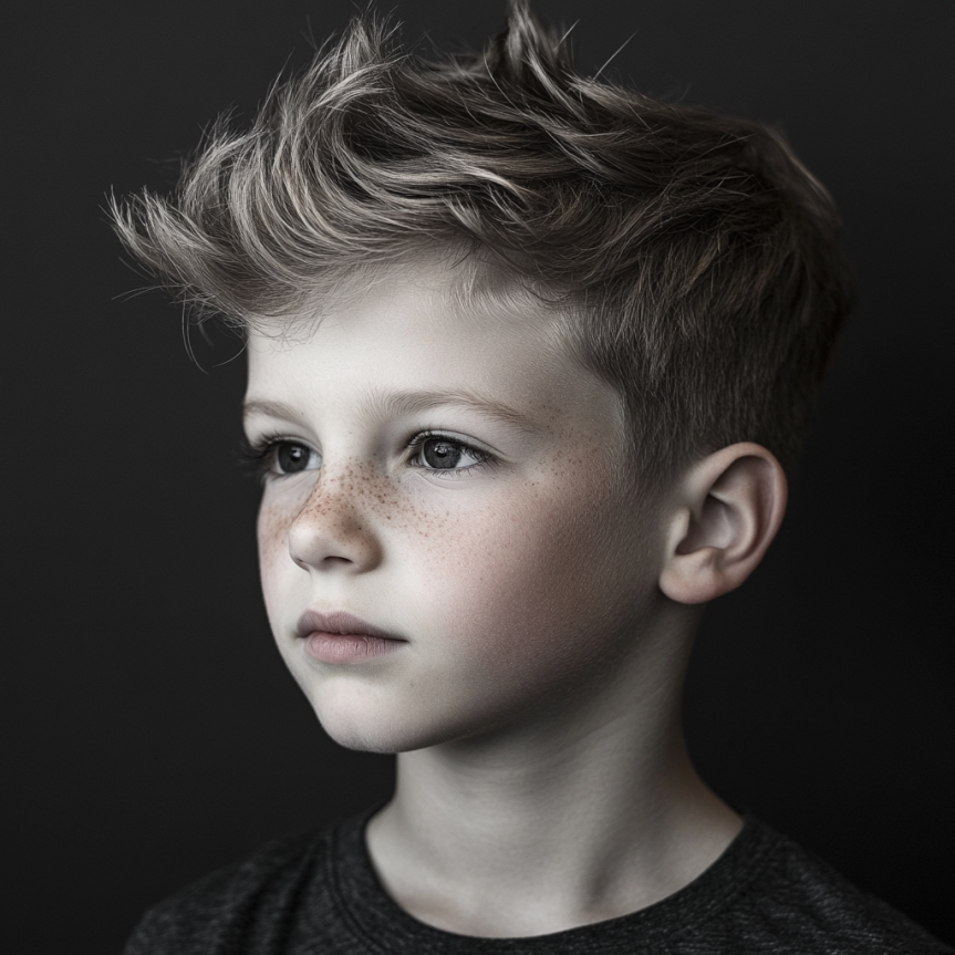 Classic textured side part haircut for boys showcasing a stylish and neat look.