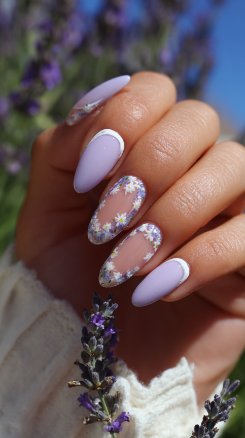 21 summer almond nails ideas 2025 with pastel French tips