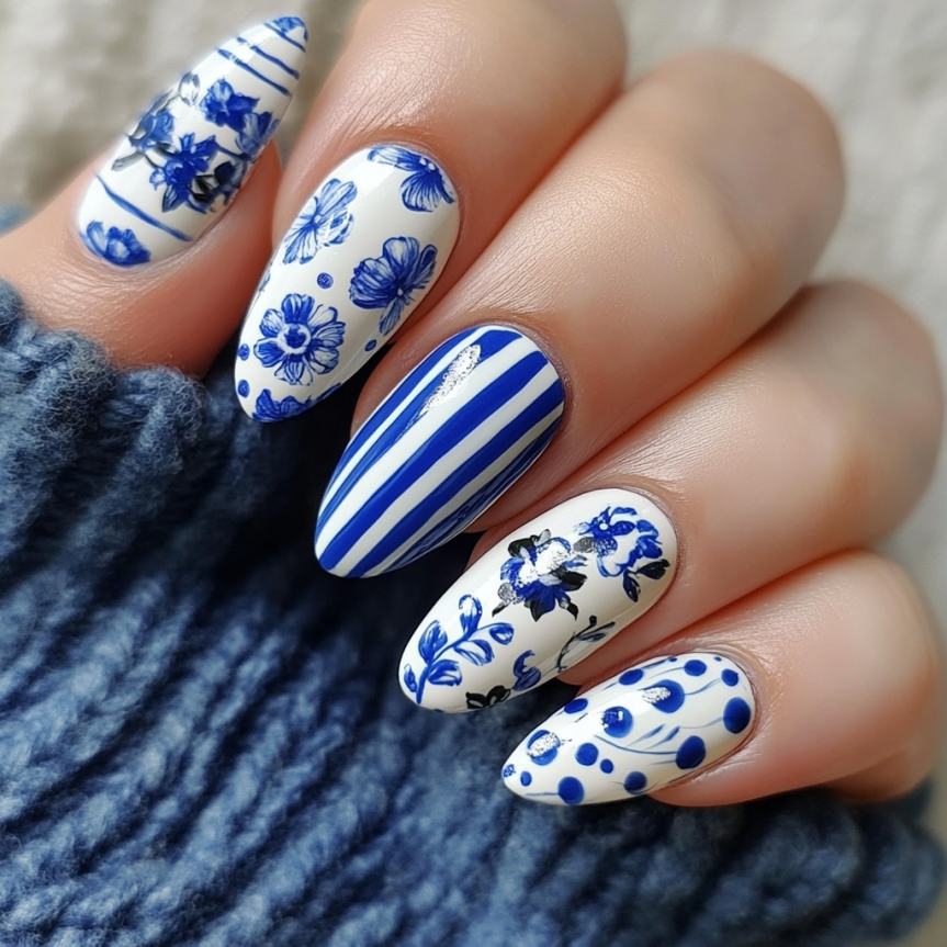 Blue and White Nail Designs That Are Too Gorgeous to Skip