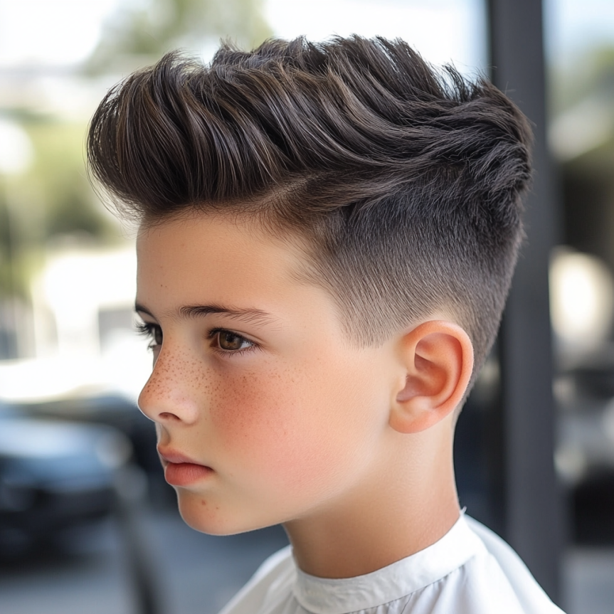 Classic textured side part haircut for boys showcasing a stylish and neat look.