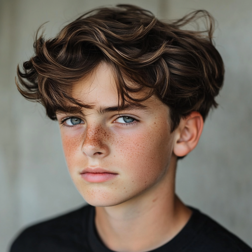 Classic textured side part haircut for boys showcasing a stylish and neat look.