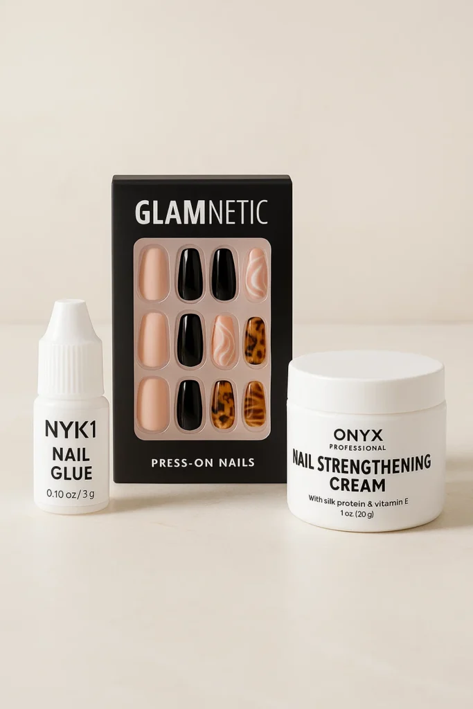 Complete Review of Top Nail Care Products on Amazon: NYK1 Nail Glue, Glamnetic Press-on Nails, and Onyx Professional Strengthening Cream