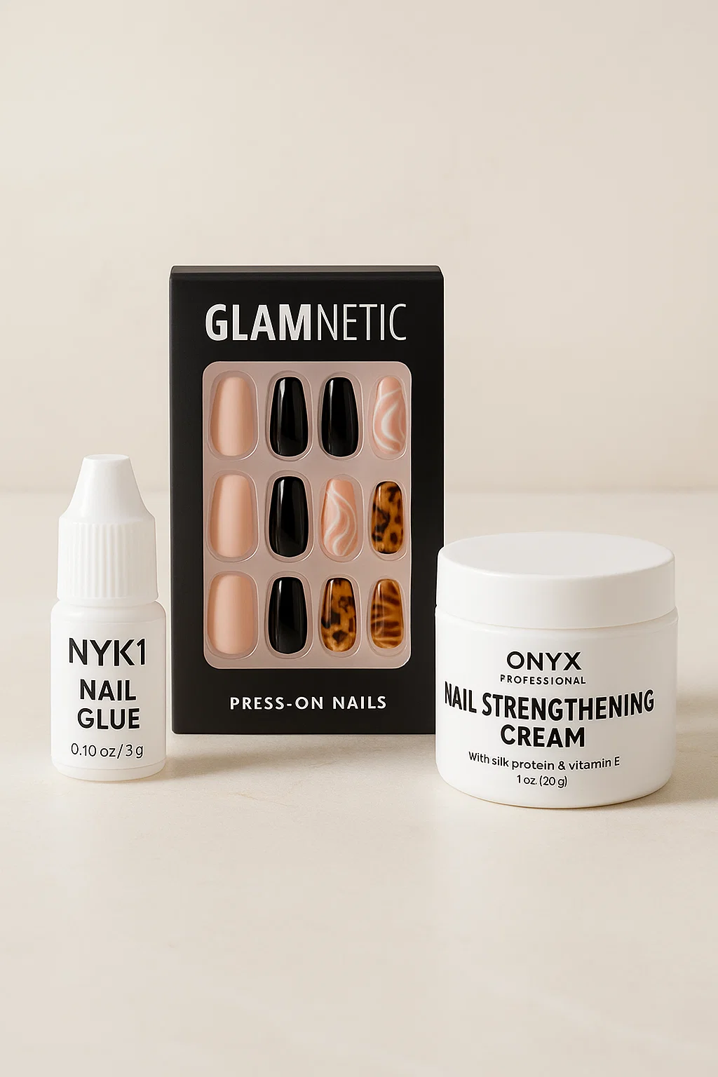 Complete Review of Top Nail Care Products on Amazon: NYK1 Nail Glue, Glamnetic Press-on Nails, and Onyx Professional Strengthening Cream