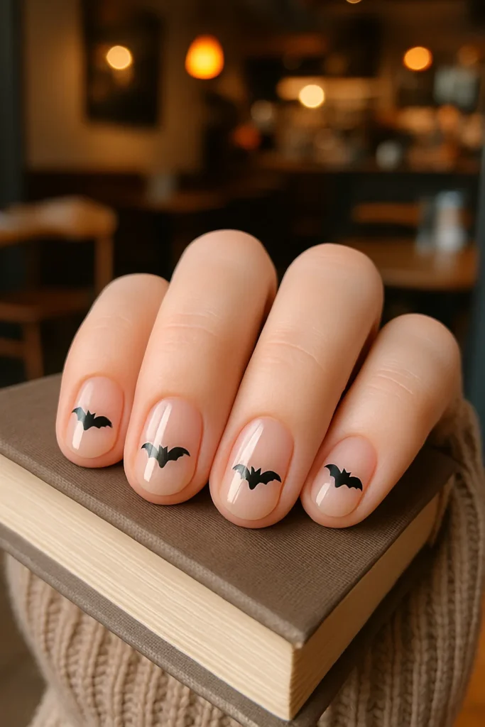 Halloween nails with black and orange nail art