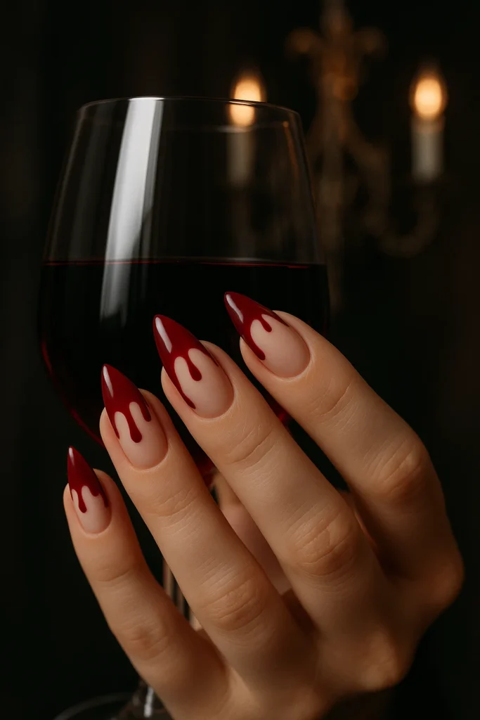 Halloween nails with black and orange nail art