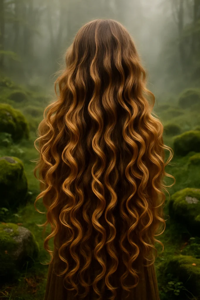 caramel highlights on brown hair with vintage charm