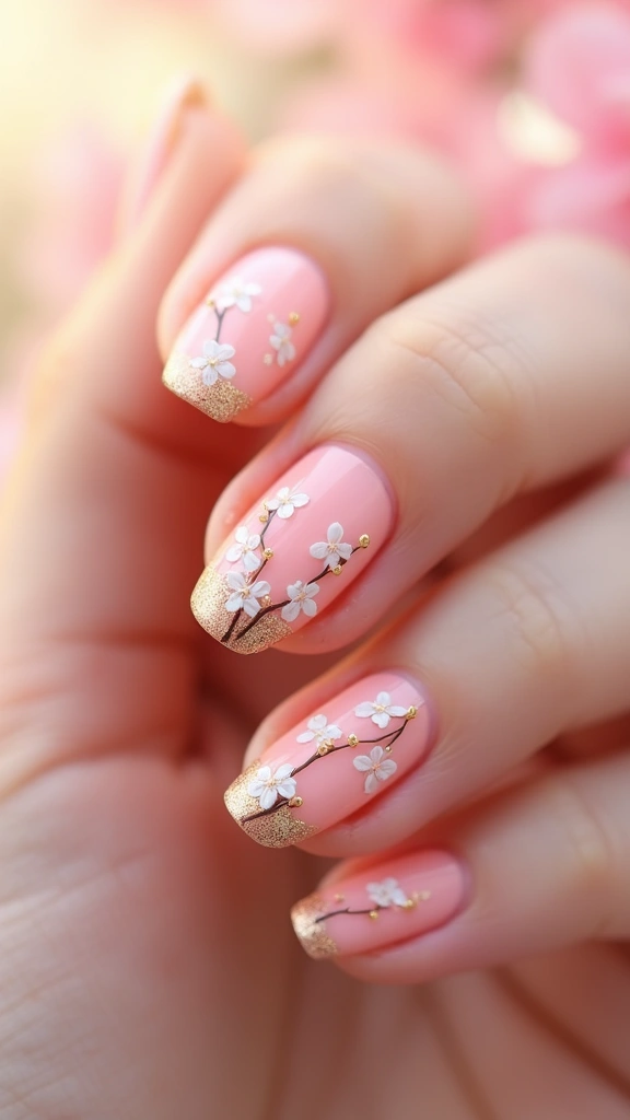 Pastel floral nail art design for spring
