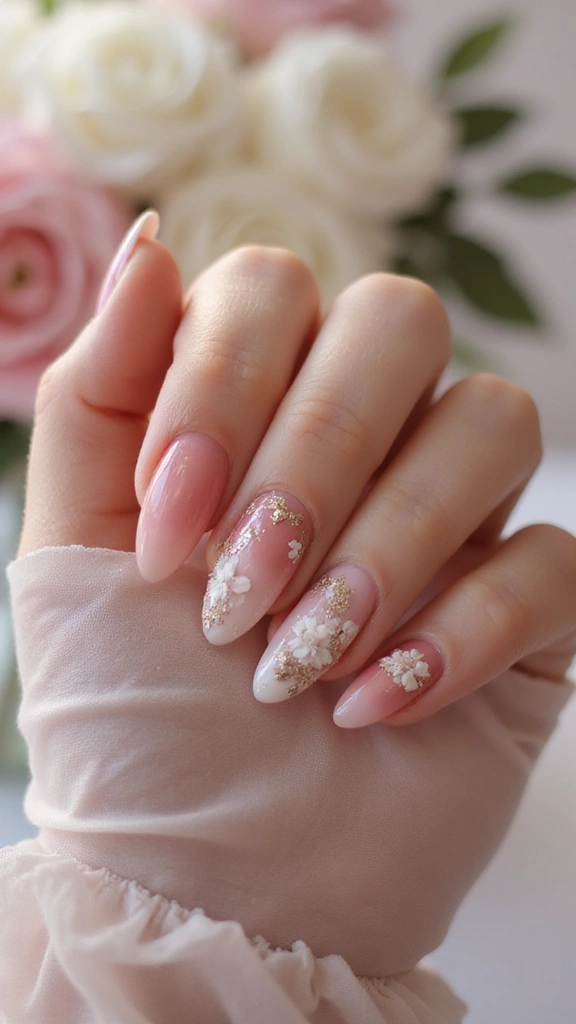 Elegant French tip wedding nail design