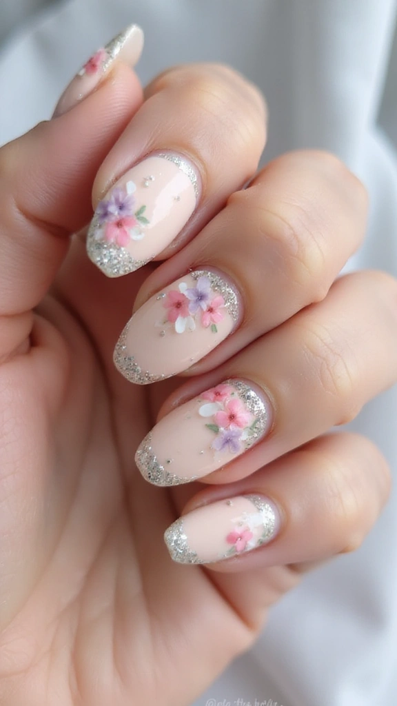 Pastel floral nail art design for spring