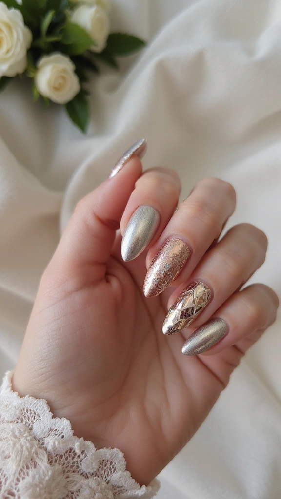 Elegant French tip wedding nail design