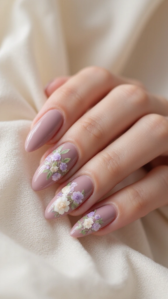 Pastel floral nail art design for spring