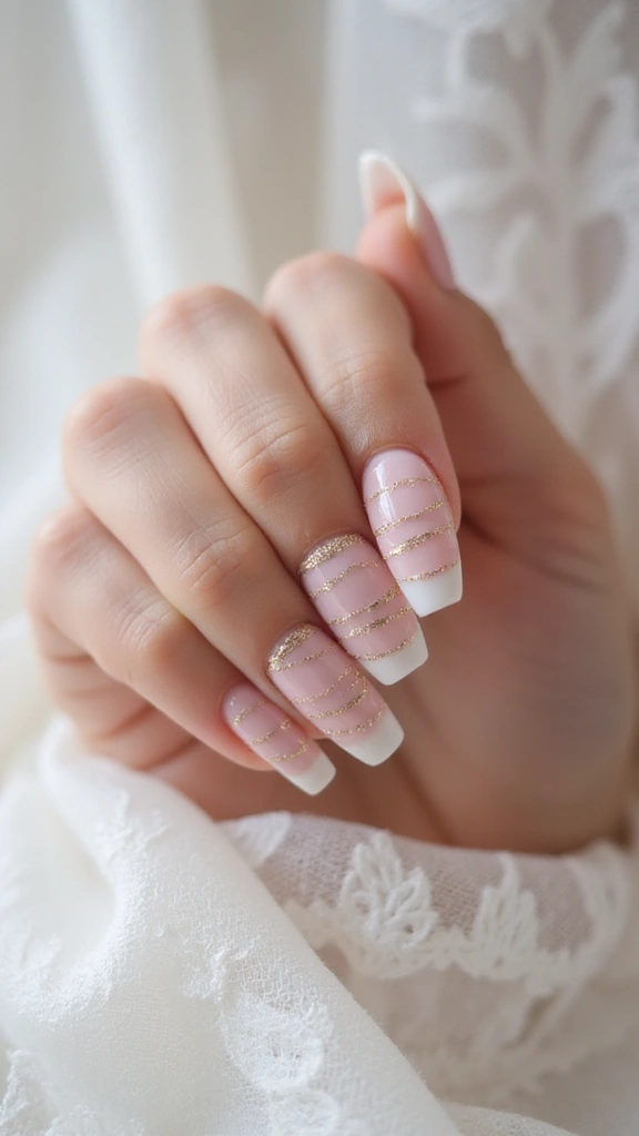 Elegant French tip wedding nail design