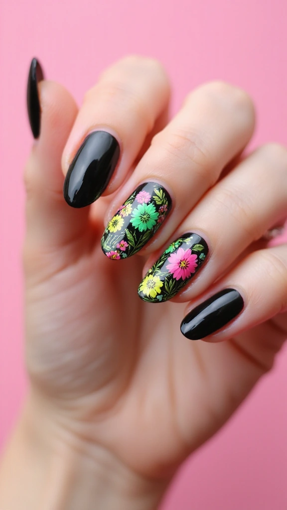 Pastel floral nail art design for spring