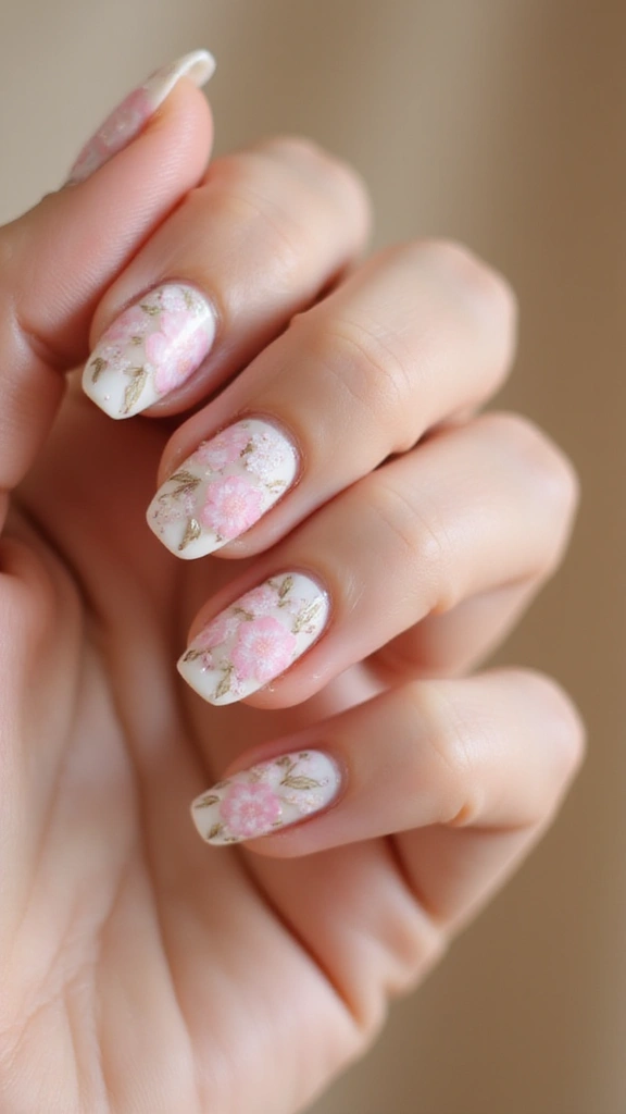 Pastel floral nail art design for spring