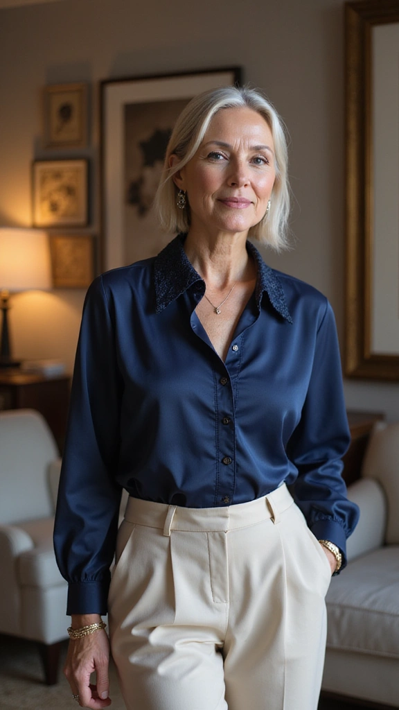 Chic mid-length hairstyle for women over 60 with fine hair 2025