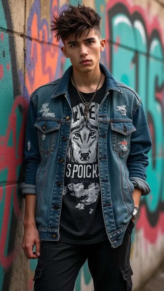 Trendy wolf haircut for men with textured layers