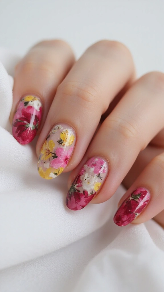 Pastel floral nail art design for spring