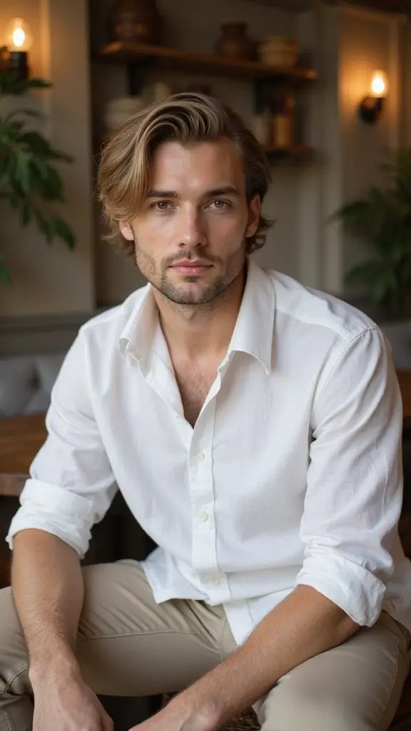 Trendy wolf haircut for men with textured layers