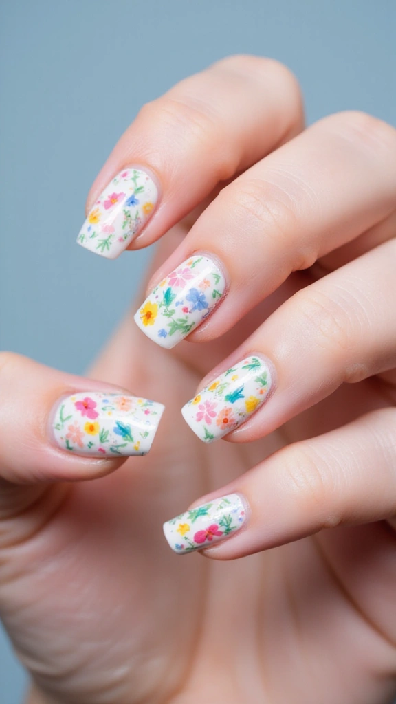 Pastel floral nail art design for spring