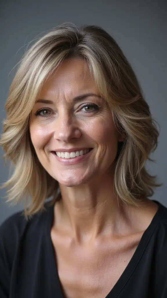 Chic mid-length hairstyle for women over 60 with fine hair 2025