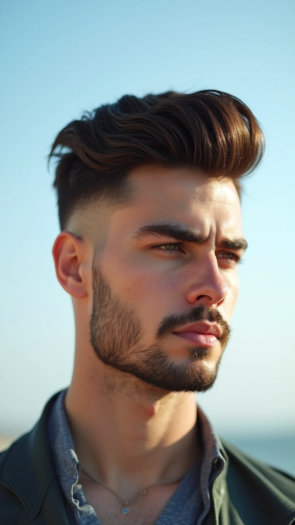 Trendy men’s haircut 2025 with fade and textured top