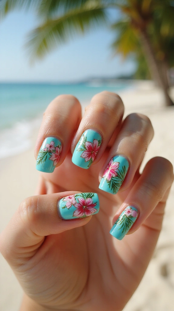 Pastel floral nail art design for spring