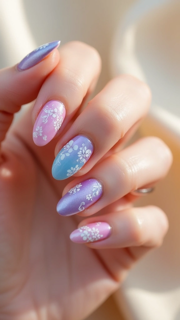 Pastel floral nail art design for spring