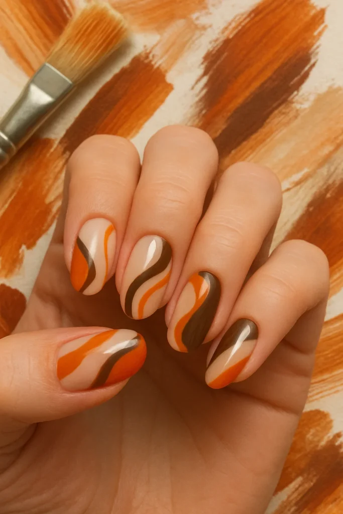 simple fall nails with autumn-inspired colors and designs