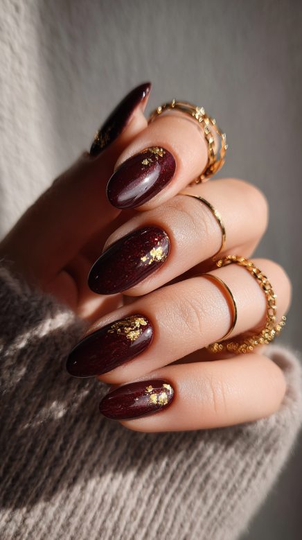 Elegant cherry brown nails design inspiration