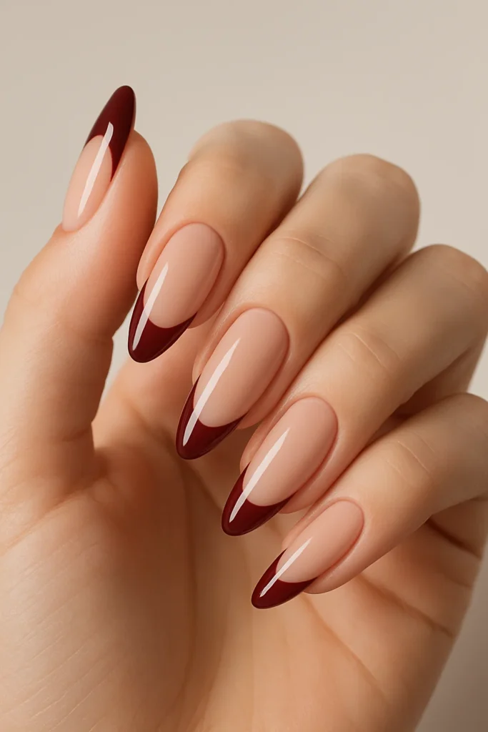 Elegant cherry brown nails design inspiration