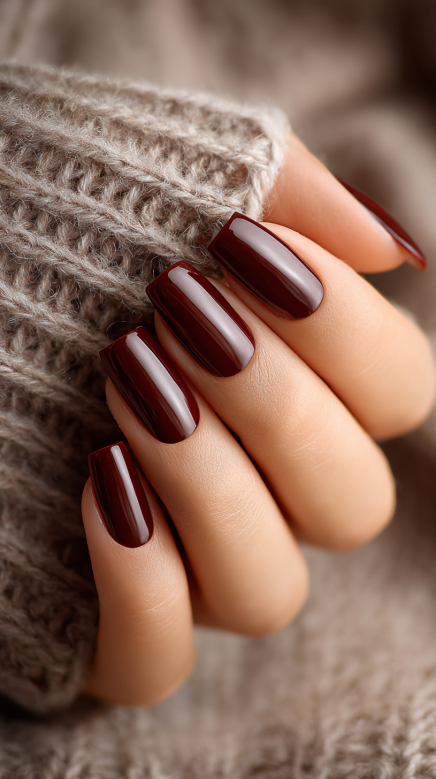 Elegant cherry brown nails design inspiration