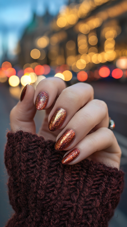 simple fall nails with autumn-inspired colors and designs
