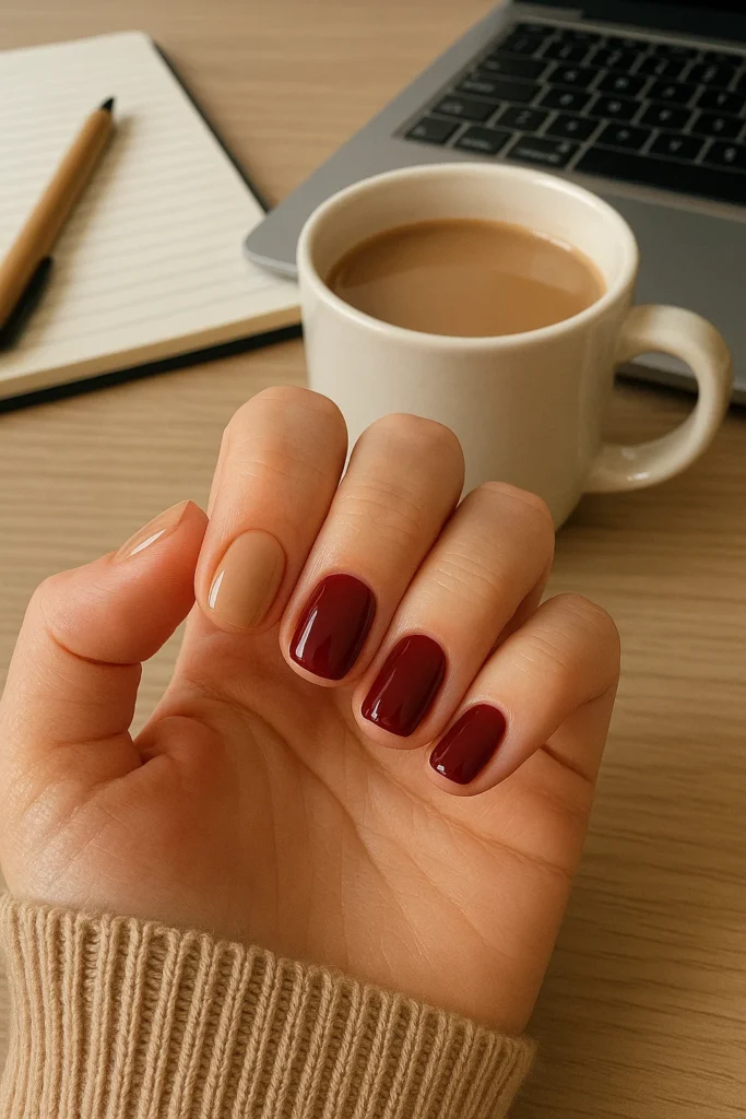 simple fall nails with autumn-inspired colors and designs