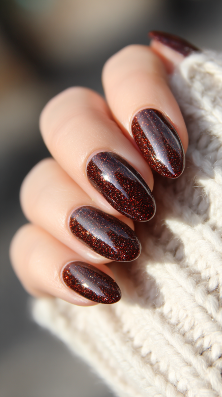 Elegant cherry brown nails design inspiration