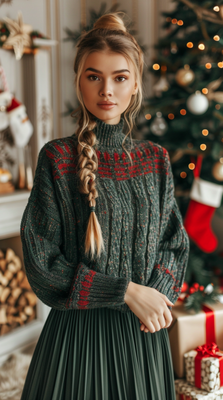 christmas party hairstyles with festive accessories