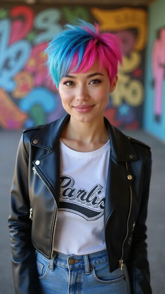 25 Best Short Shaggy Pixie Hairstyles That Are Effortlessly Chic! - 13. Vibrant Color Pixie