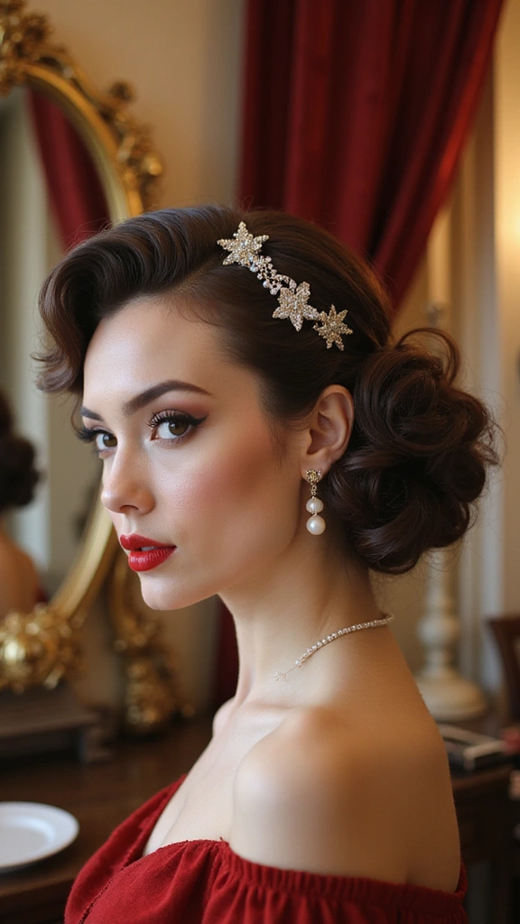 27 Stylish French Haircuts for Medium Length Hair That Will Leave You Breathless! - 22. The Vintage Updo