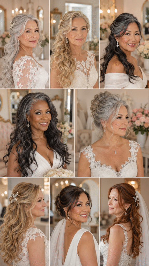 Elegant long hairstyle for mother of the groom over 50